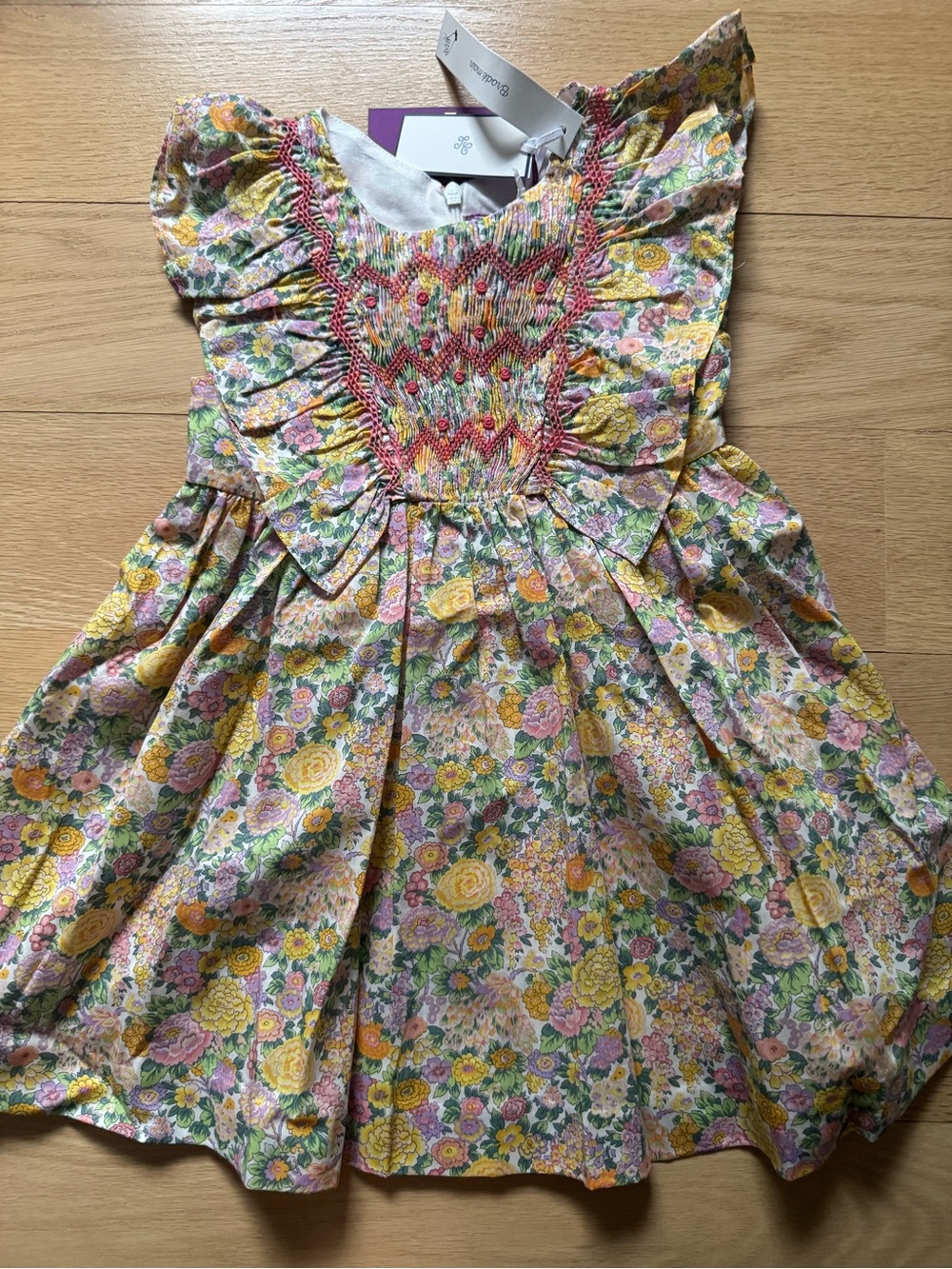 Tartine et Chocolat Yellow & Pink Liberty Floral Smocked Dress